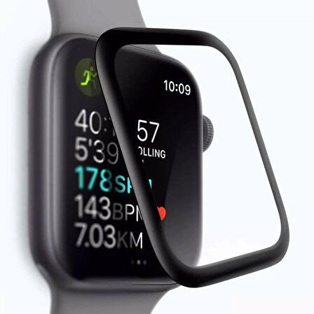 Microsonic Apple Watch Series 8 45mm Tam Kaplayan Temperli Cam Ekran Koruyucu Siyah