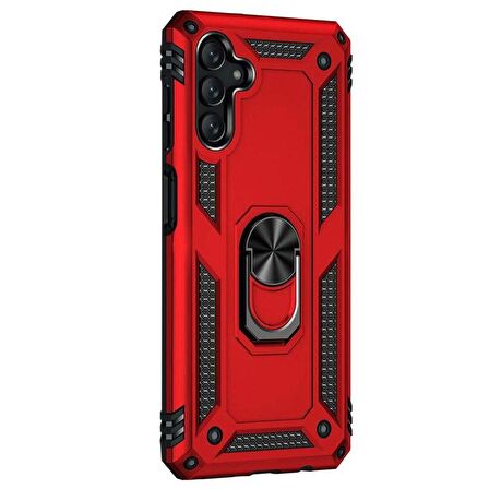 Microsonic Samsung Galaxy A04S Kılıf Military Ring Holder Kırmızı