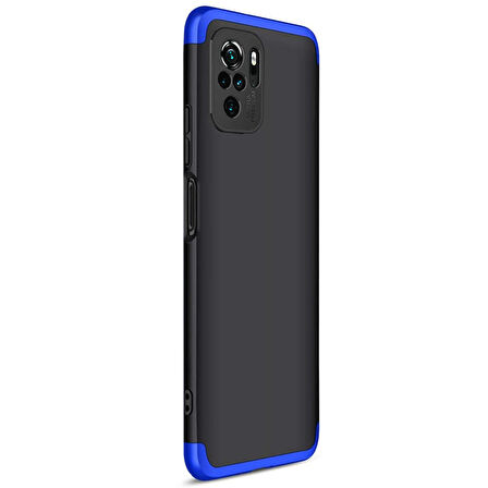 Microsonic Xiaomi Poco M5s Kılıf Double Dip 360 Protective Siyah Mavi