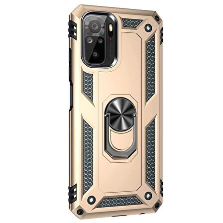 Microsonic Xiaomi Poco M5s Kılıf Military Ring Holder Gold