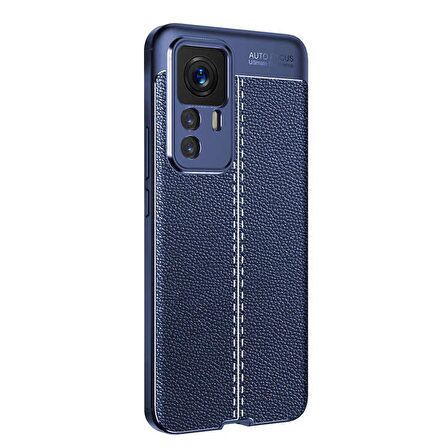 Microsonic Xiaomi Mi 12T Pro Kılıf Deri Dokulu Silikon Lacivert