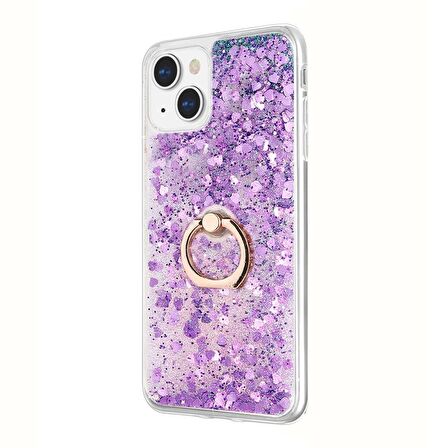 Microsonic Apple iPhone 14 Plus Kılıf Glitter Liquid Holder Mor