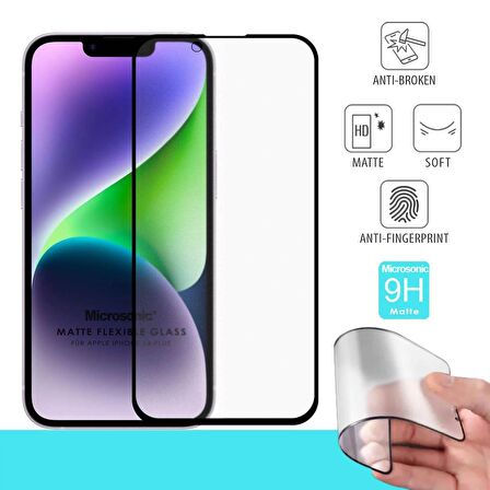 Microsonic Apple Uyumlu iPhone 14 Plus Seramik Matte Flexible Ekran Koruyucu Siyah