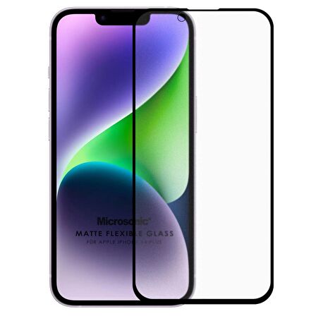 Microsonic Apple Uyumlu iPhone 14 Plus Seramik Matte Flexible Ekran Koruyucu Siyah