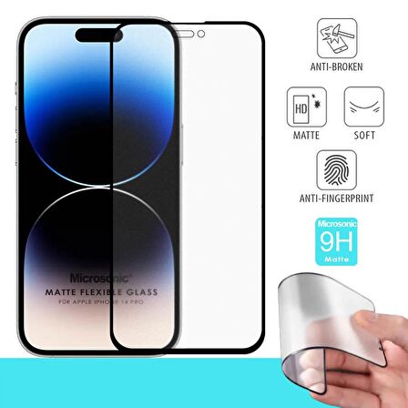 Microsonic Apple Uyumlu iPhone 14 Pro Seramik Matte Flexible Ekran Koruyucu Siyah
