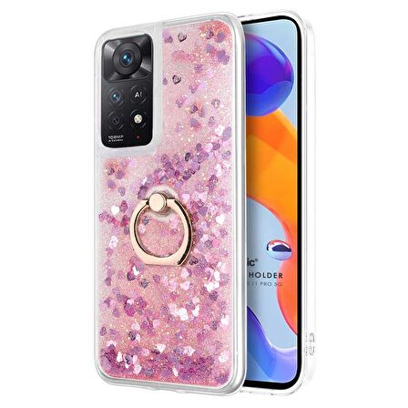 Microsonic Xiaomi Redmi Note 11 Pro 5G Kılıf Glitter Liquid Holder Pembe