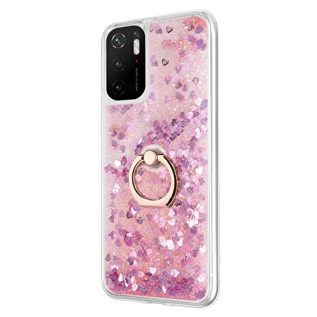 Microsonic Xiaomi Redmi Note 11 SE Kılıf Glitter Liquid Holder Pembe