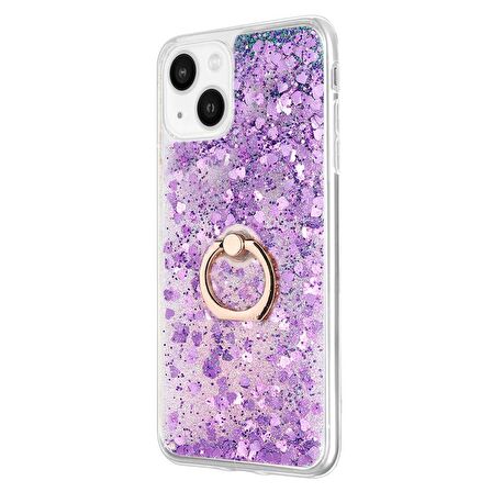 Microsonic Apple iPhone 13 Kılıf Glitter Liquid Holder Mor