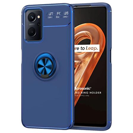 Microsonic Oppo A76 Kılıf Kickstand Ring Holder Lacivert