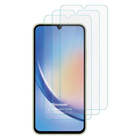 Microsonic Samsung Galaxy A34 Screen Protector Nano Glass Cam Ekran Koruyucu (3`lü Paket)