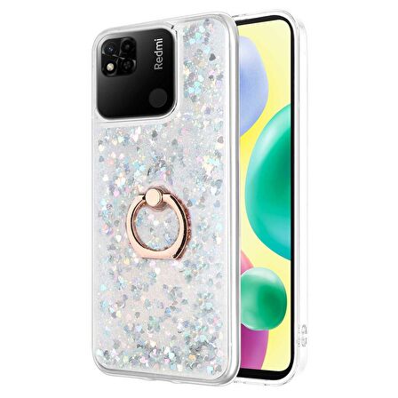 Microsonic Xiaomi Redmi 10A Kılıf Glitter Liquid Holder Gümüş