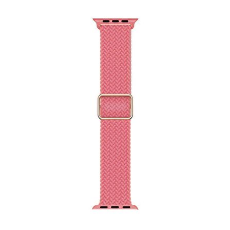 Microsonic Apple Watch Series 7 45mm Kordon Braided Loop Band Pembe