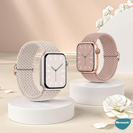Microsonic Apple Watch Ultra Kordon Braided Loop Band Bej