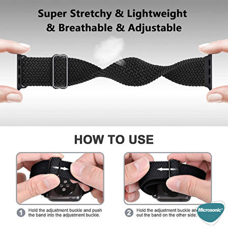 Microsonic Apple Watch Ultra Kordon Braided Loop Band Siyah