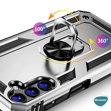 Microsonic Samsung Galaxy A14 Kılıf Military Ring Holder Gold
