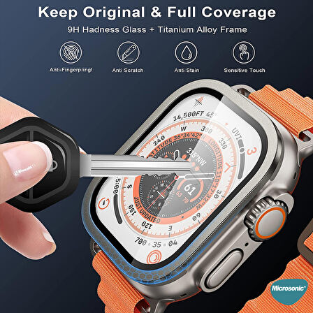 Microsonic Apple Watch Ultra Tam Kaplayan Cam Ekran Koruyucu V2 Gümüş