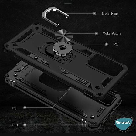 Microsonic Xiaomi Redmi Note 12 Pro 4G Kılıf Military Ring Holder Lacivert