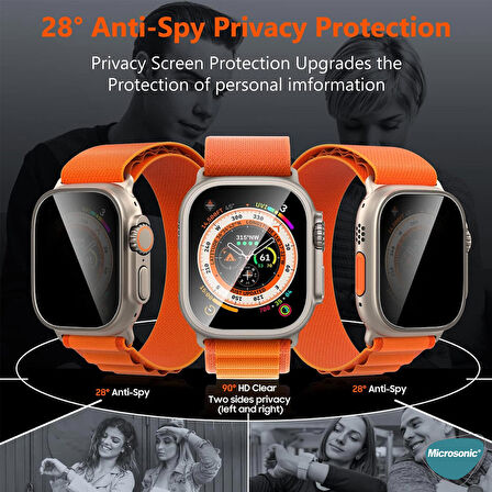 Microsonic Apple Watch Ultra Gizlilik Filtreli Cam Ekran Koruyucu Siyah