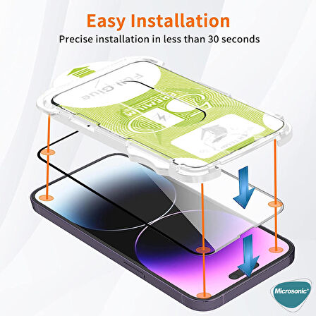 Microsonic Apple Uyumlu iPhone 12 Magic Uygulama Aparatlı Tam Kapatan Ekran Koruyucu Siyah