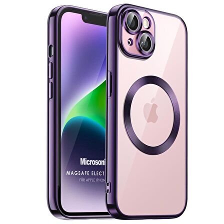 Microsonic Apple iPhone 14 Kılıf MagSafe Luxury Electroplate Mor