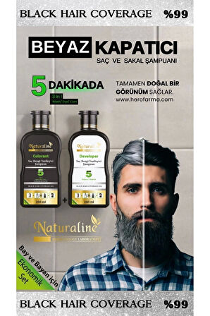 Naturaline Sampoo Saç Siyahlaştırıcı Şampuan Saç Rengi Yenileyici Şampuan Unisex