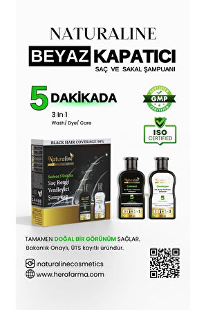 Naturaline Sampoo Saç Siyahlaştırıcı Şampuan Saç Rengi Yenileyici Şampuan Unisex