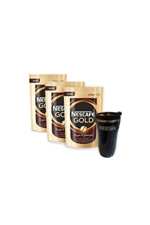 Nescafe Gold Klasik Sade 200 gr 3'lü Paket + Thermomug