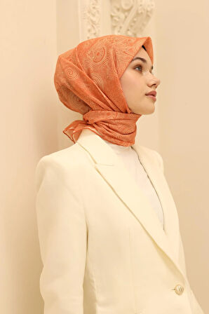 Silk Home Soft Eşarp 48877 Turuncu Karışık Desen 