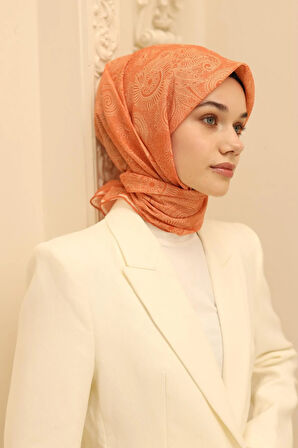 Silk Home Soft Eşarp 48884 Turuncu Karışık Desen 