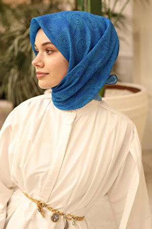 Silk Home Soft Eşarp 48869 Saks-Turkuaz Karışık Desen 