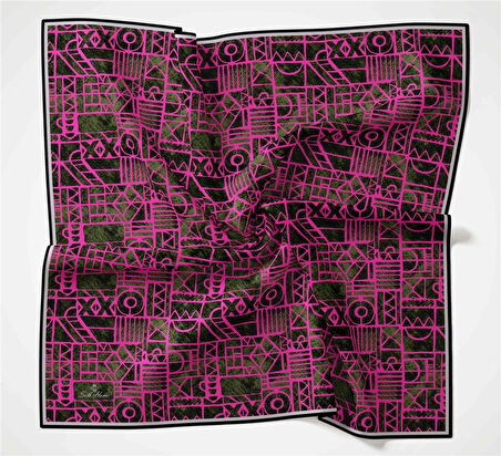 Silk Home Soft Eşarp 36684 Haki-Pembe  Karma Desen 