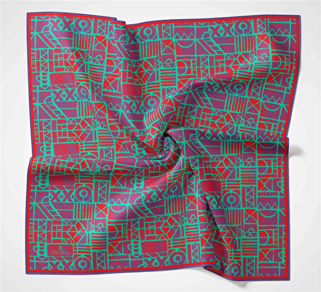 Silk Home Soft Eşarp 36671 Eflatun-Yeşil Karma Desen 