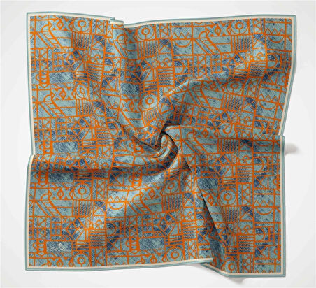 Silk Home Soft Eşarp 36699 Turuncu Turkuaz Karma Desen 