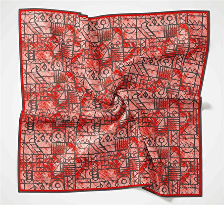 Silk Home Soft Eşarp 36702 Kırmızı Siyah Karma Desen 