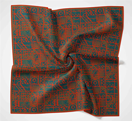 Silk Home Soft Eşarp 36701 Kırmızı Yeşil Karma Desen 