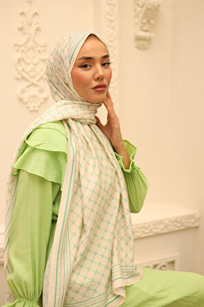 Silk Home Olinda Şal 49005-12 Krem, Biskay Yeşili