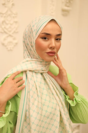 Silk Home Olinda Şal 49005-12 Krem, Biskay Yeşili