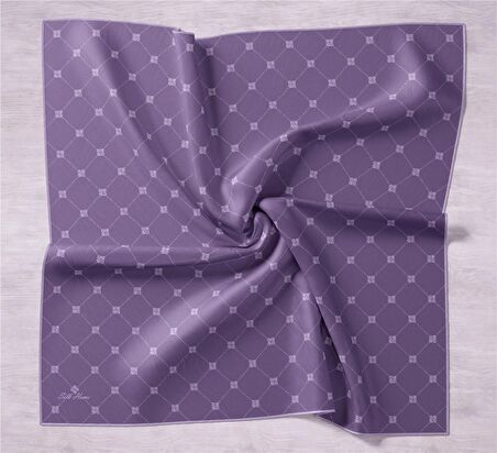 Silk Home Lila Desenli Tivil İpek Eşarp 11392-26