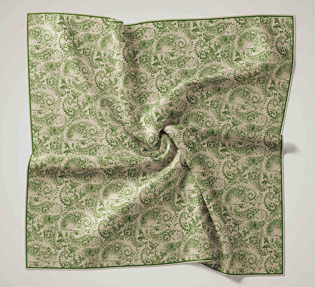 Silk Home Soft Eşarp 47044 Vizon-Yeşil  Karışık Desen 