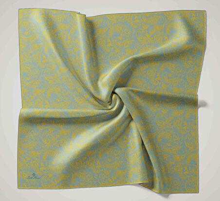 Silk Home Soft Eşarp 47041 Su Yeşili- Hardal Karışık Desen 