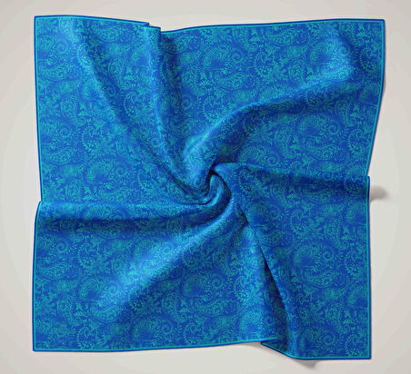 Silk Home Soft Eşarp 47034 Saks Mavisi-Yeşil  Karışık Desen 