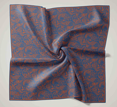 Silk Home Soft Eşarp 47027 Lacivert-Turuncu Karışık Desen 