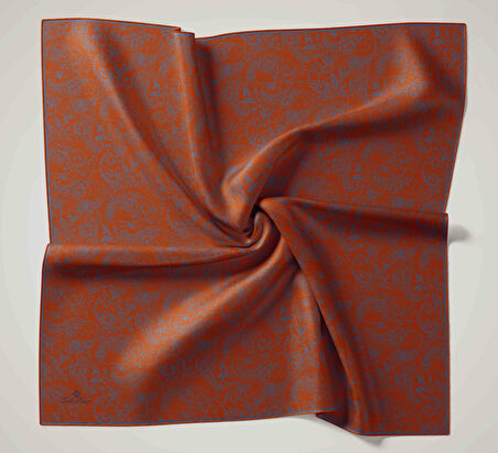 Silk Home Soft Eşarp 47018 Kiremit-Mavi Karışık Desen 