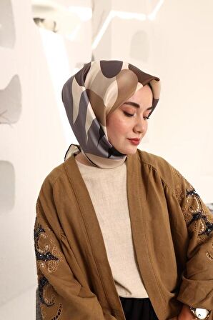 Silk Home Vizon-Siyah Çiçek Desen Tivil İpek Eşarp 11408-17