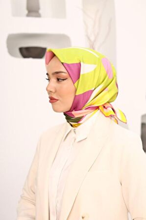 Silk Home Mor-Pudra Çiçek Desen Tivil İpek Eşarp 11408-36