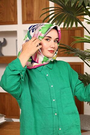 Silk Home Pembe Yaprak Desen Tivil İpek Eşarp 11406-53