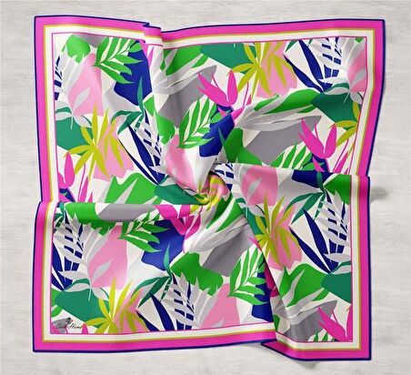 Silk Home Pembe Yaprak Desen Tivil İpek Eşarp 11406-53