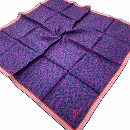 Silk Home Mor-Petrol Yeşili Çiçek Desenli Tivil İpek Eşarp 11412-08