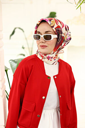 Silk Home Tivil İpek Eşarp 11430-13 Mürdüm Karışık Desen