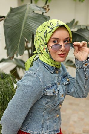 Silk Home Fıstık Yeşil Desenli Tivil İpek Eşarp 11433-24